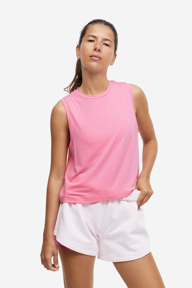 DryMove™ Boxy-style sports vest top - Bubblegum pink/Black/Pigeon blue marl/Beige marl - 1