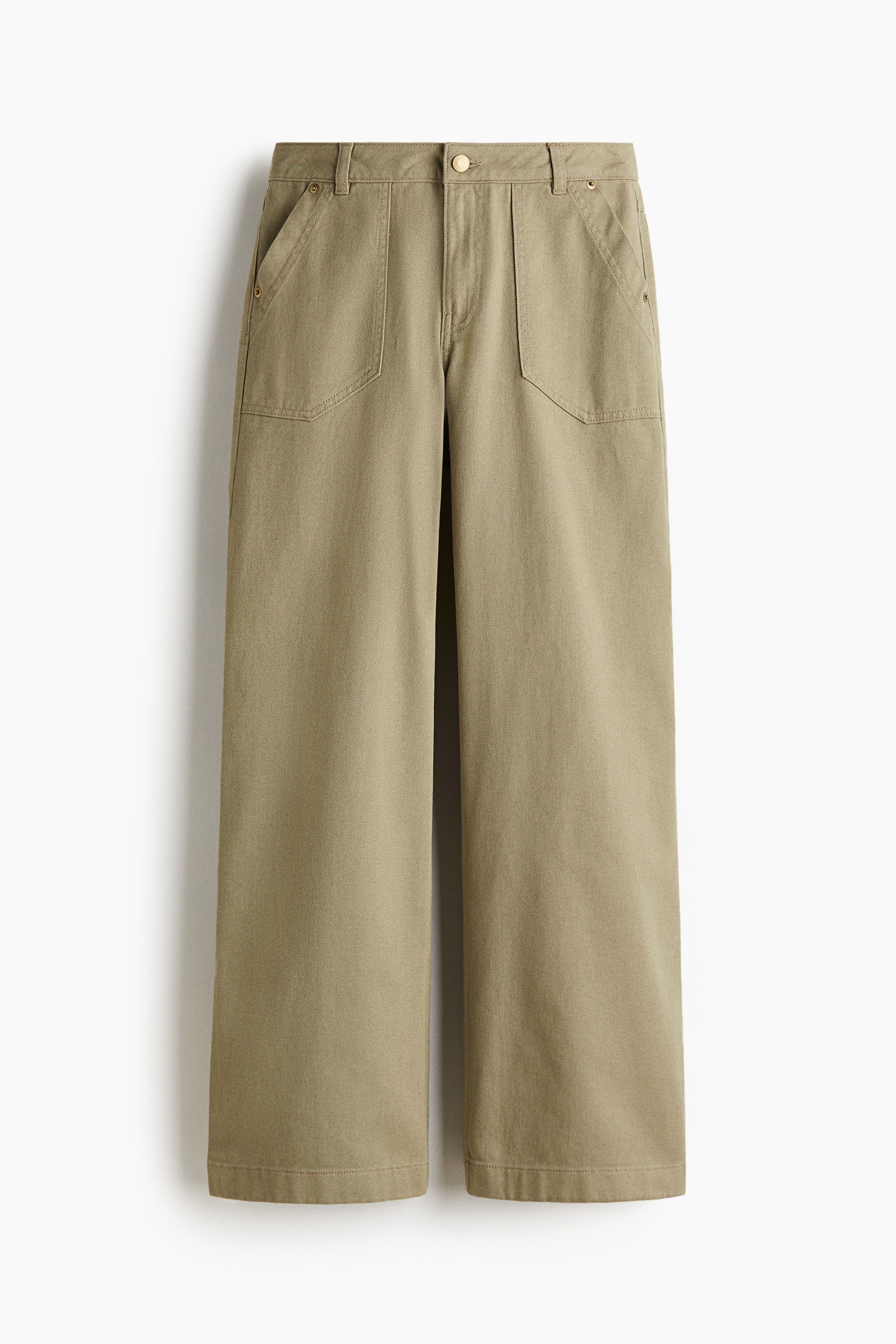 Cotton twill trousers - Khaki green/Navy blue/Cream