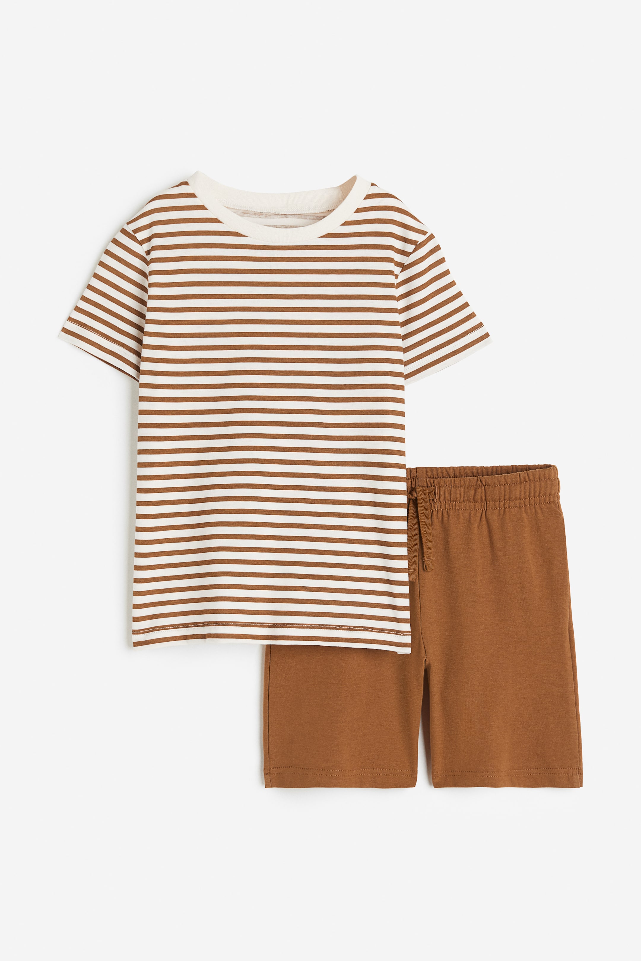 View larger image: 2-piece cotton set - Brown/Striped - Kids | H&M MY 1