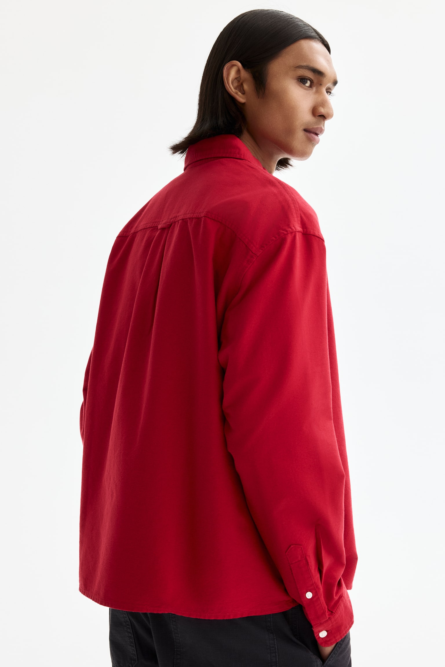 Relaxed Fit Oxford shirt - Red/Green/Striped/Dark blue/White - 4