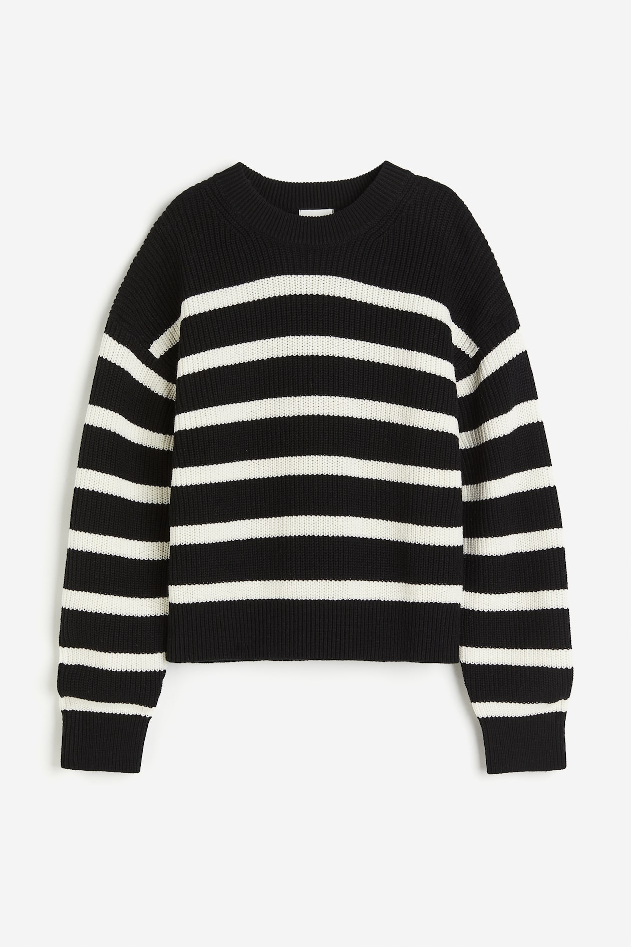 Rib Knit Sweater White Jumper With Black Stripes Tall Slim Stripe