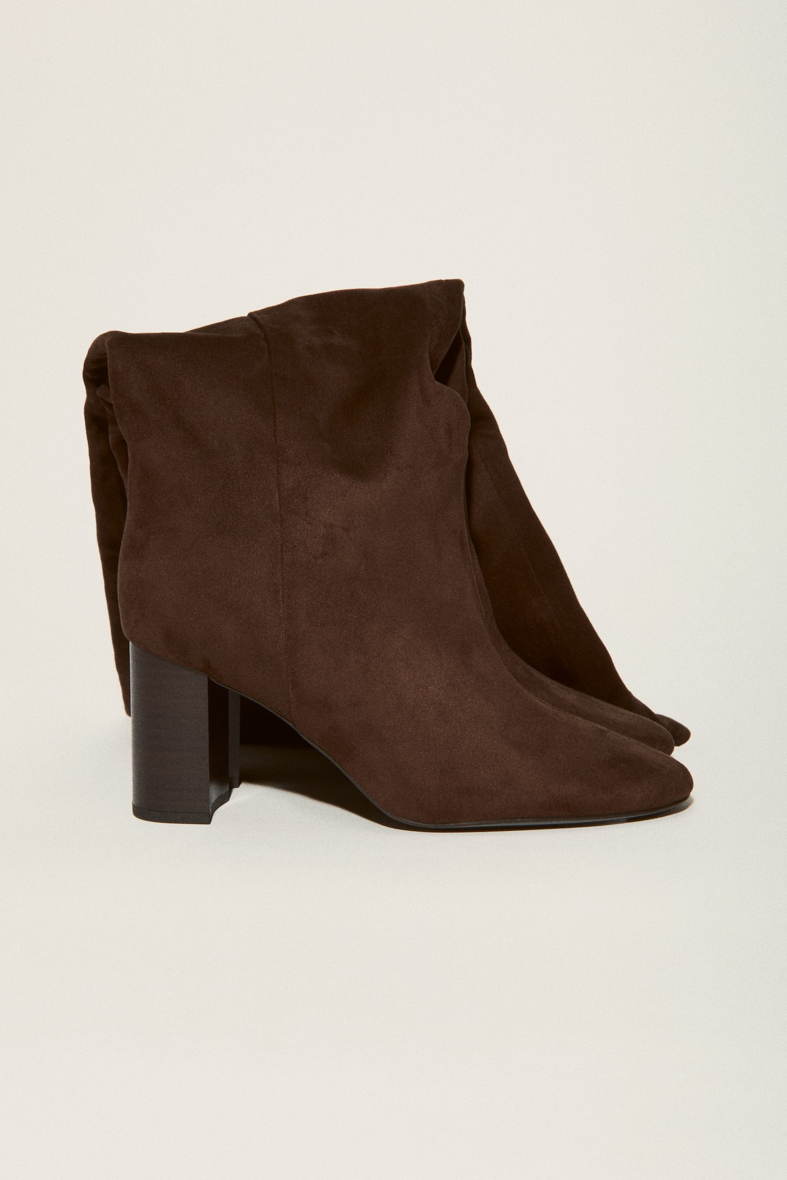 Knee-high split suede boots - Dark brown - 1