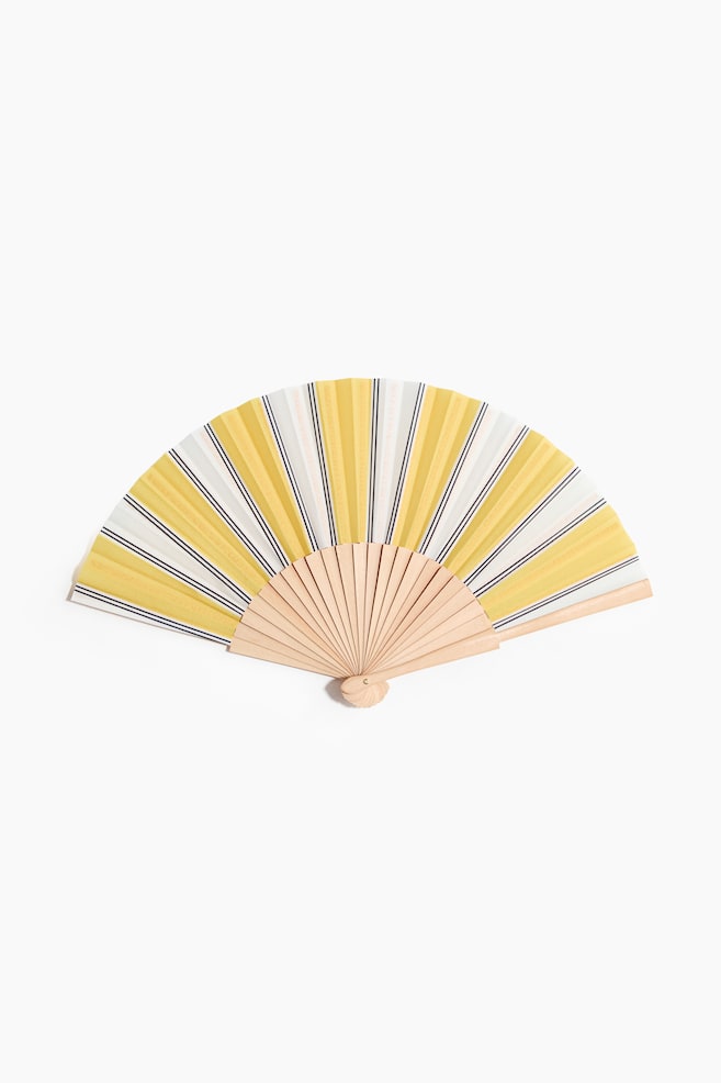 Folding Fan - Yellow/striped/Bright pink/Mint green/striped - 1