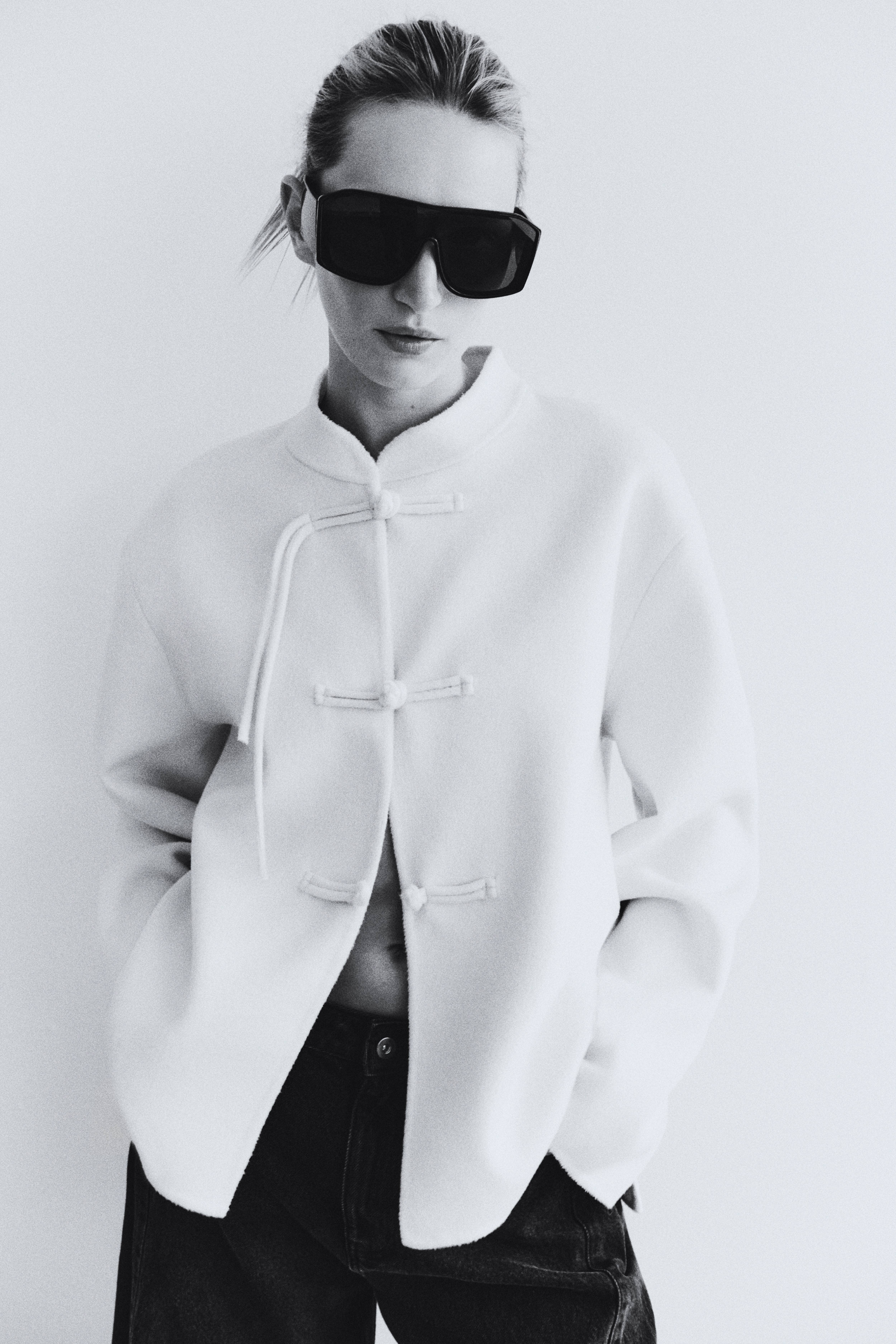 Wool-Blend Tie-Detail Jacket