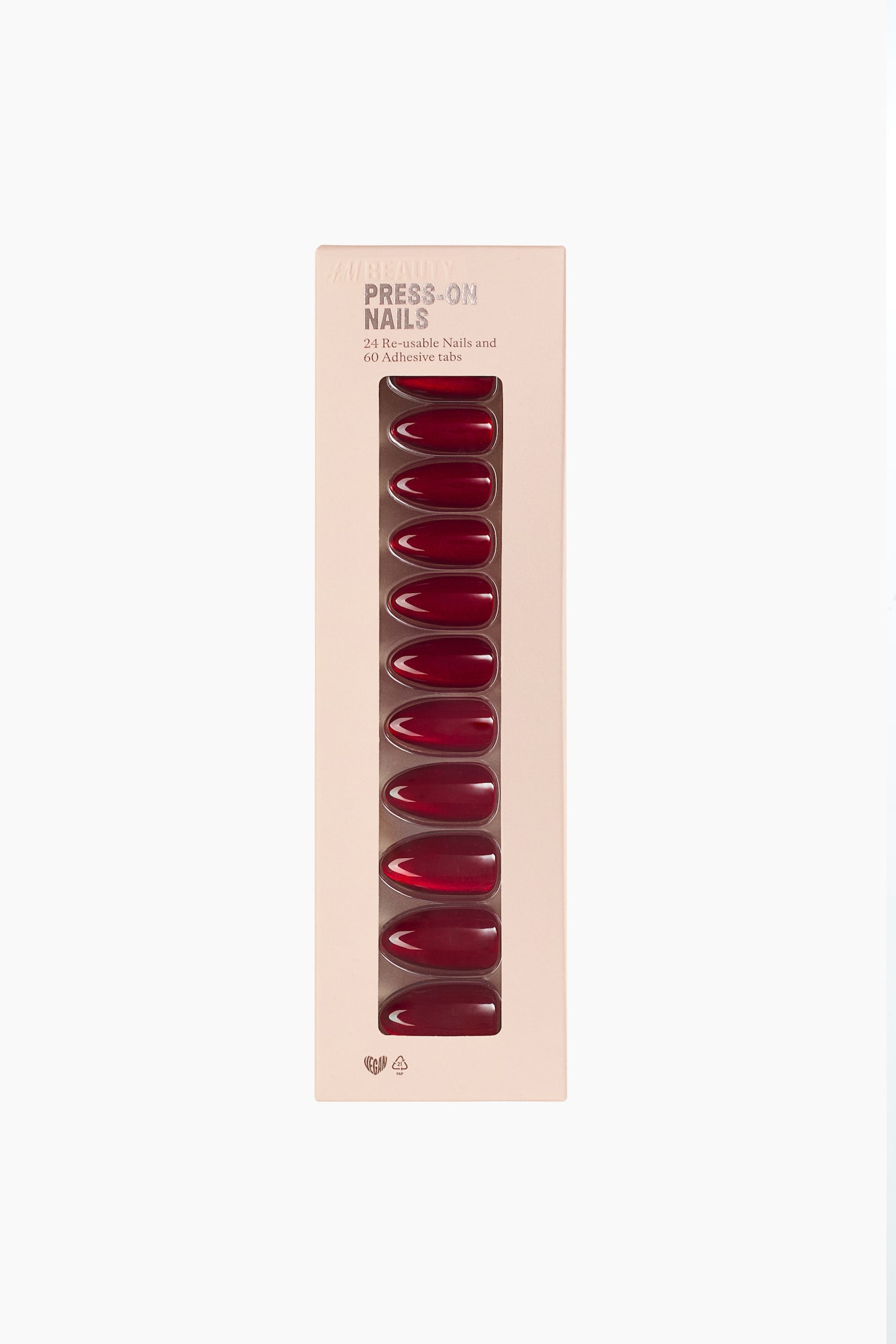 Samolepiace nechty - Almond Long Rouge Glow/Almond Long Twinkle Time/Oval Long Bordeaux Blush