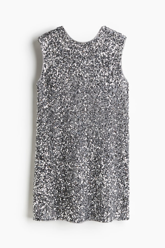 Robe à sequins avec rubans à nouer - Argenté/Noir/blanc - 1