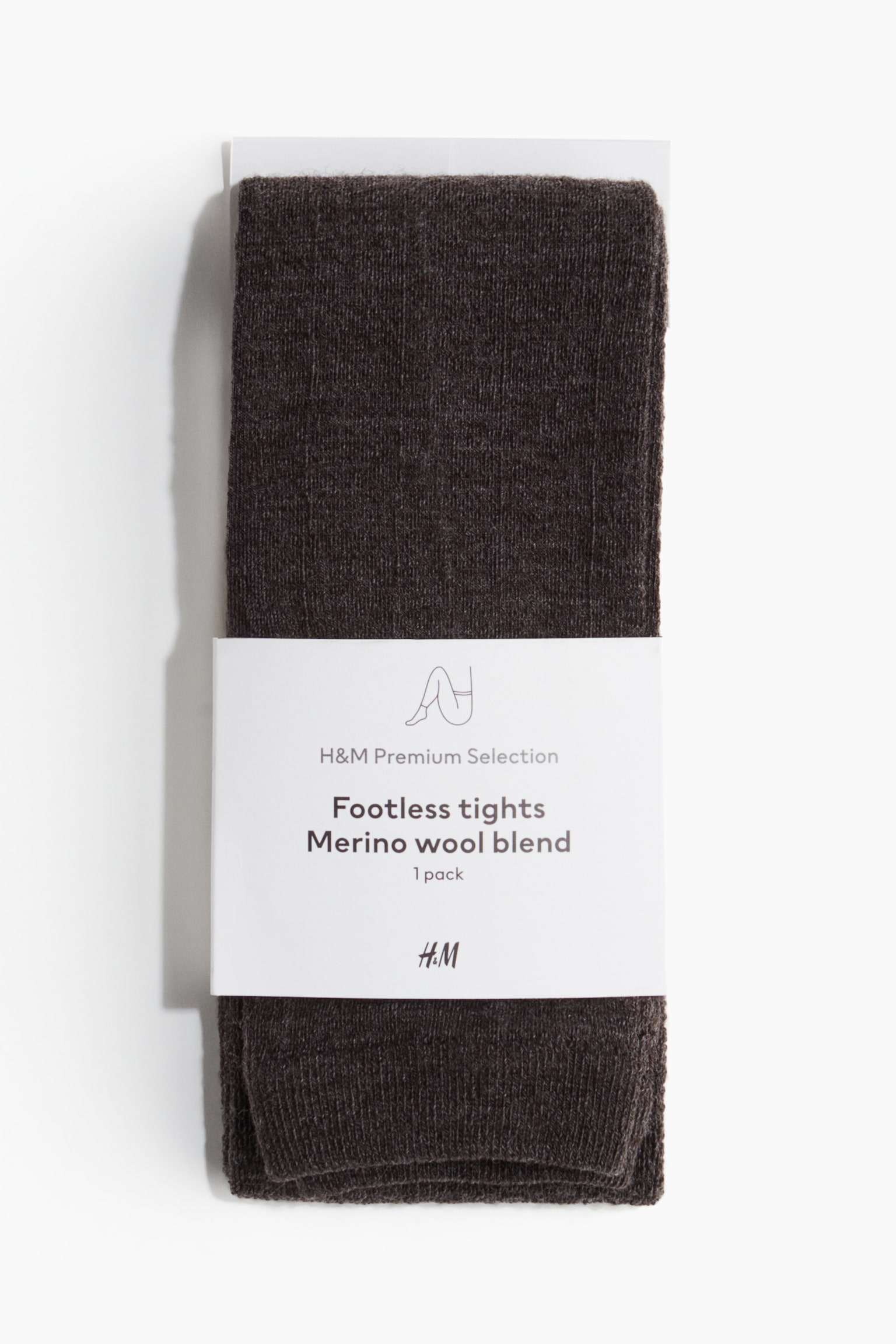 Footless merino wool-blend tights - Dark brown/Black - 2