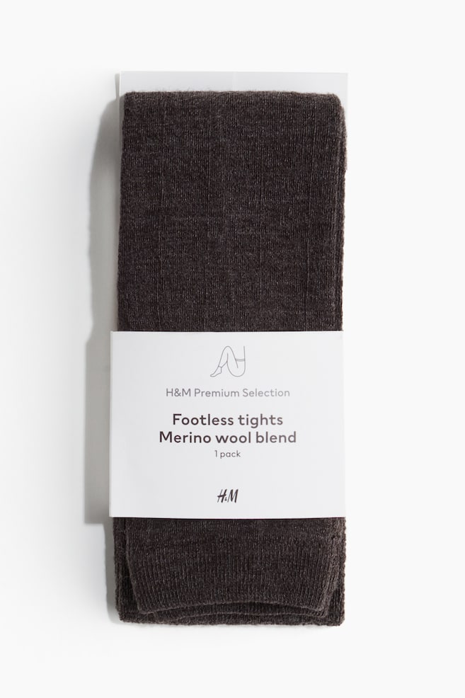 Leotardos sin pie en mezcla de lana merino - Marrón oscuro/Negro - 1