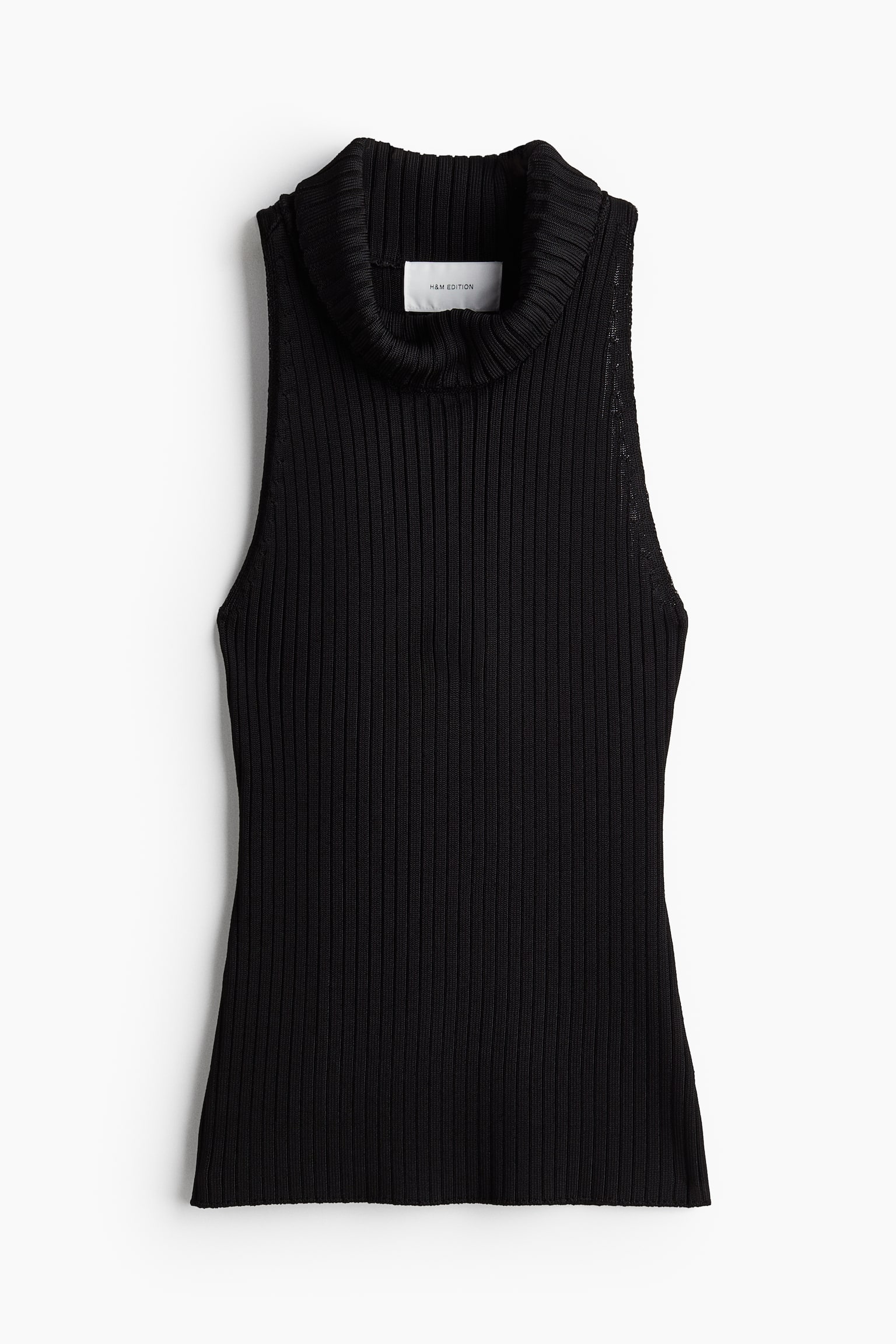 Rib-knit polo-neck top - Black - 2