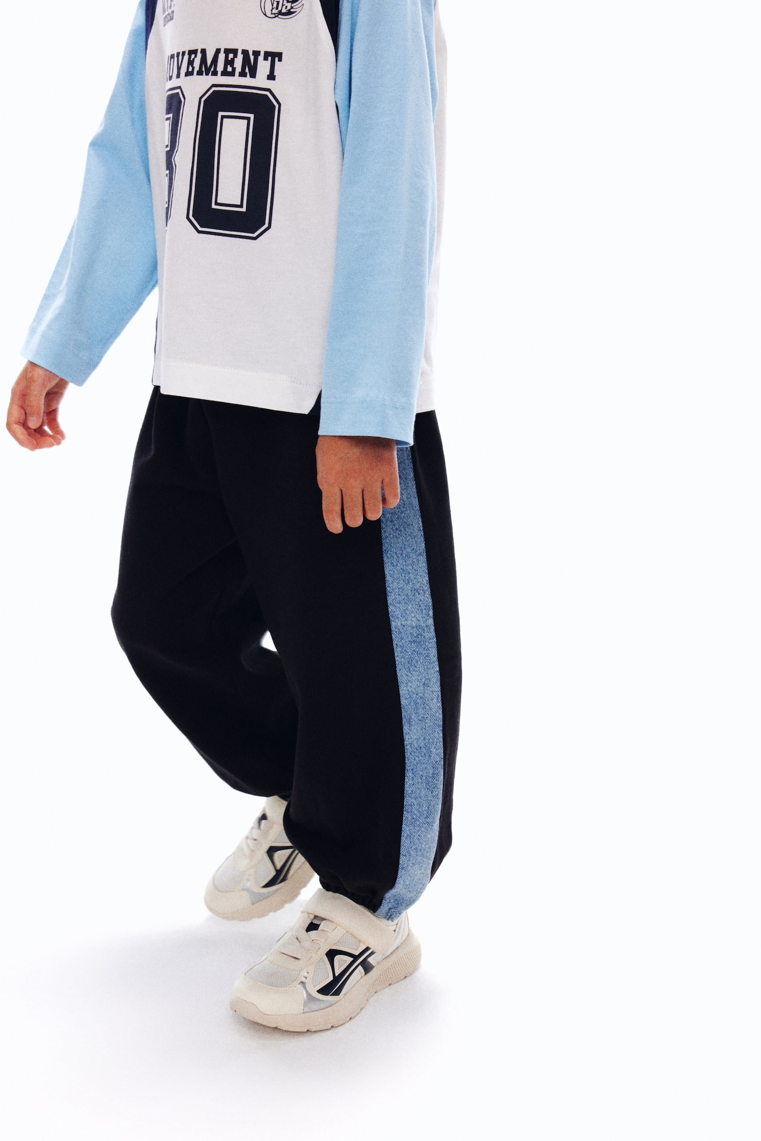 코튼 조거 팬츠 - 블랙/라이트 그레이 멜란지 - 6