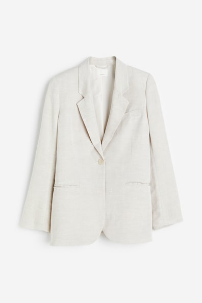 Single-breasted linen-blend blazer - Long sleeve - Regular length ...