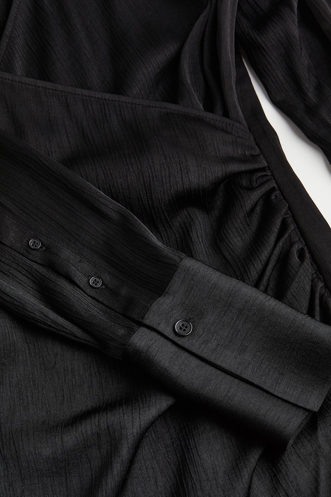 Longue robe portefeuille - Noir/Beige clair/motif - 2