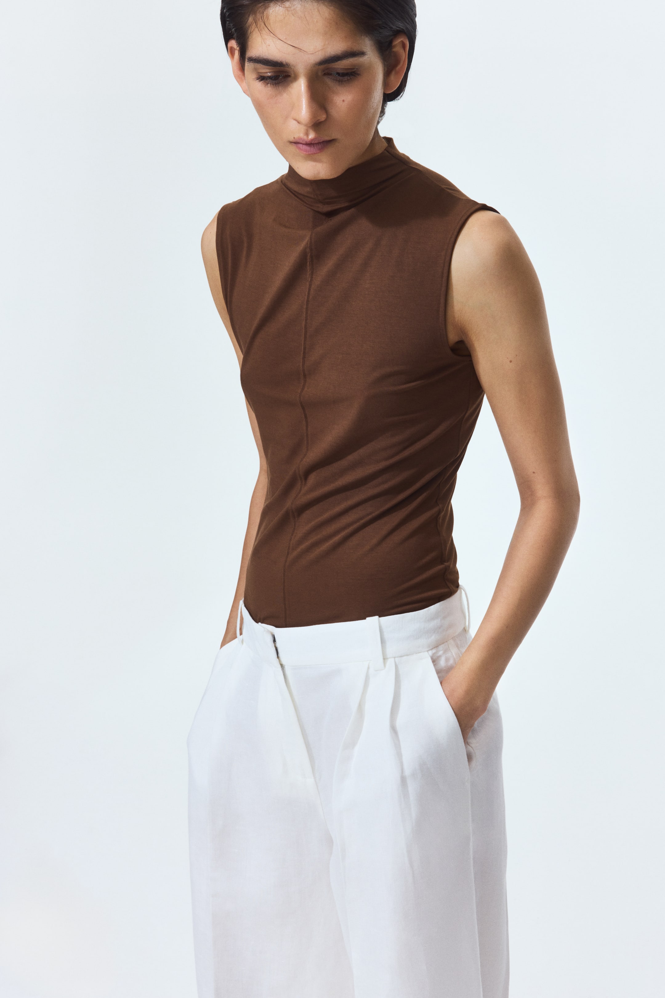 Женские топы H&M Modal-Blend Mock Turtleneck Top — фото 5