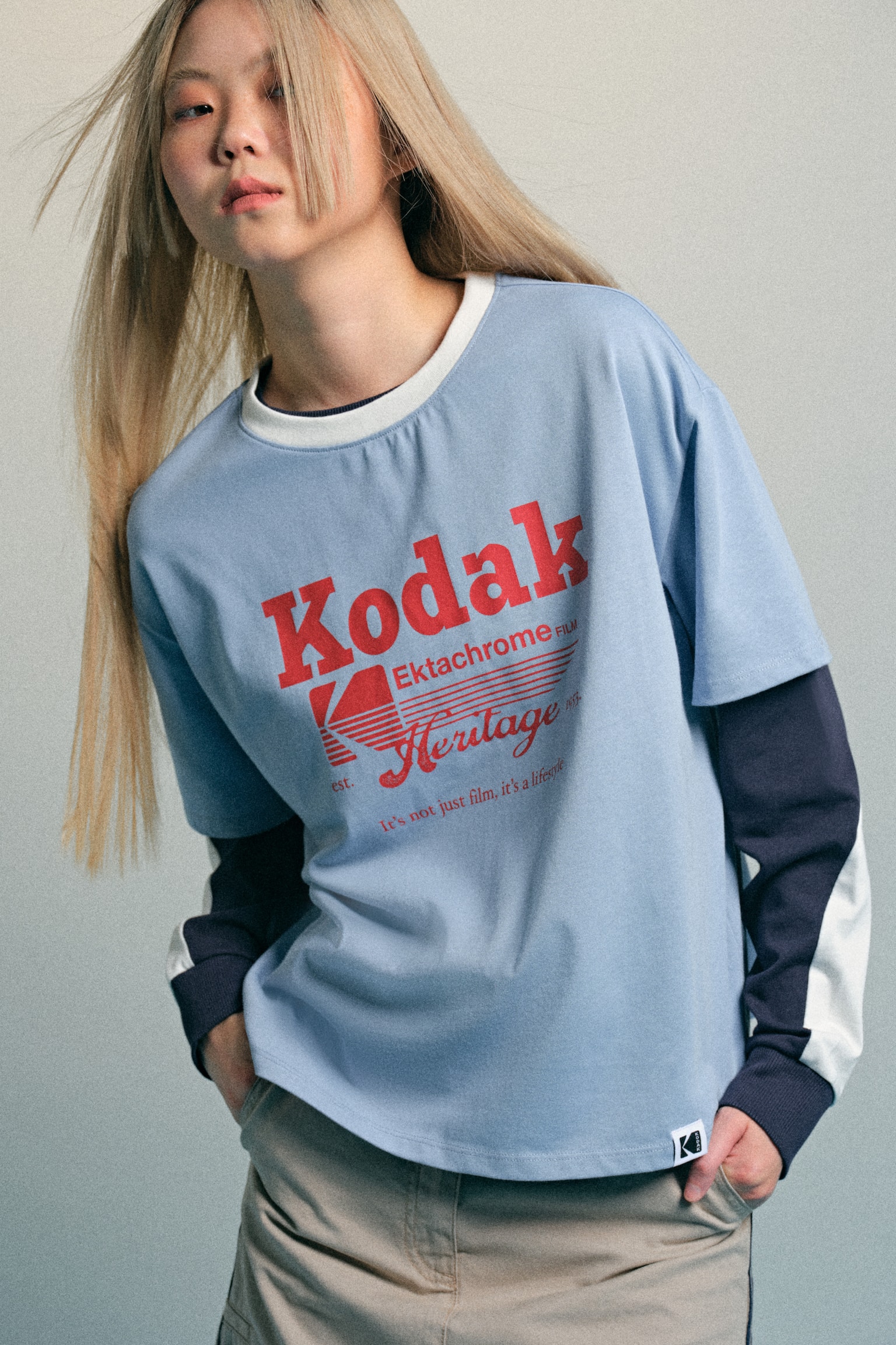 Áo thun in hình - Màu xanh dương nhạt/Kodak/Màu xanh lá đậm/Kodak - 5