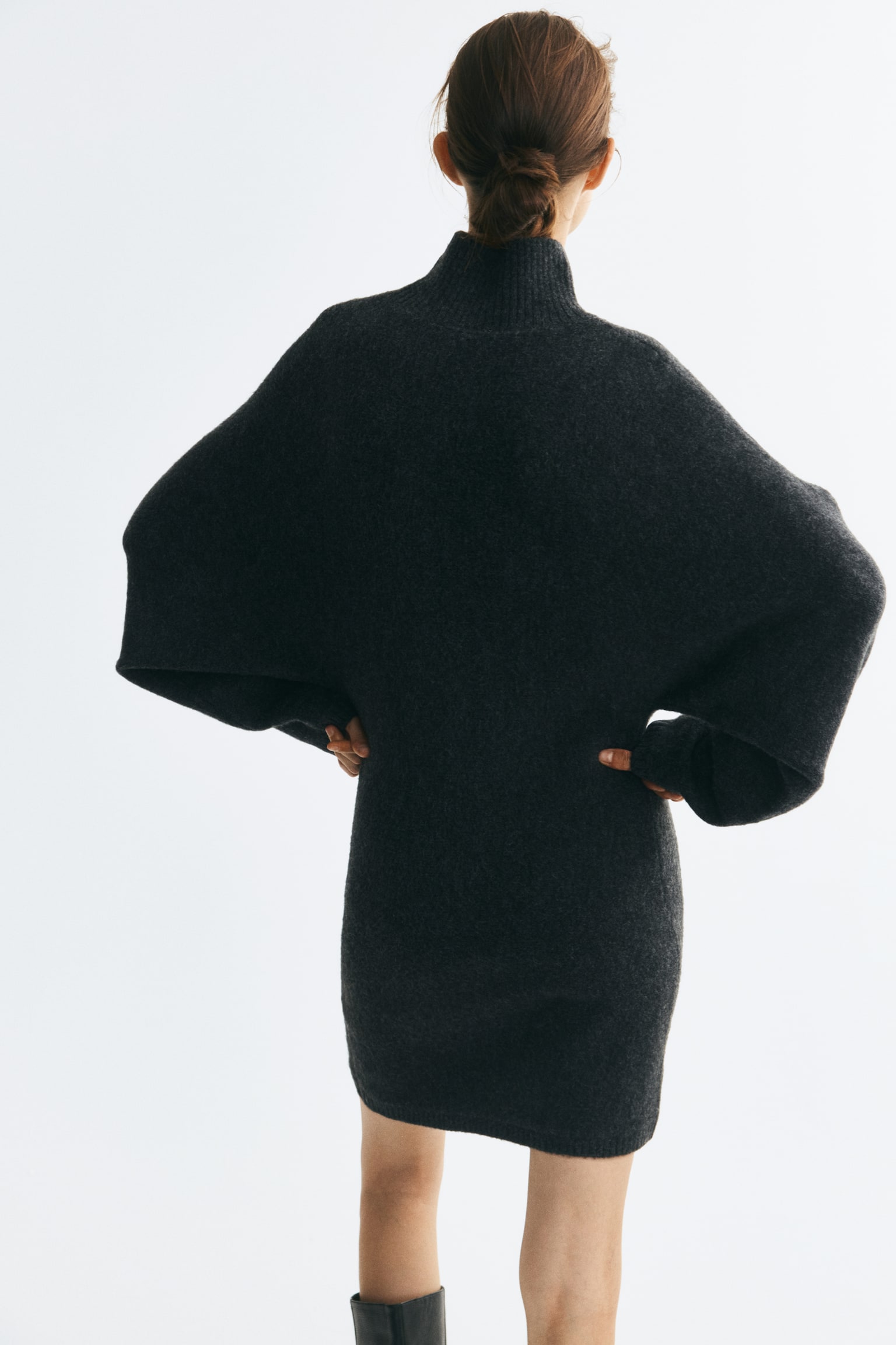 Женское платье H&M Knit Mock Turtleneck, цвет: Тёмный серый меланжевый — фото 6