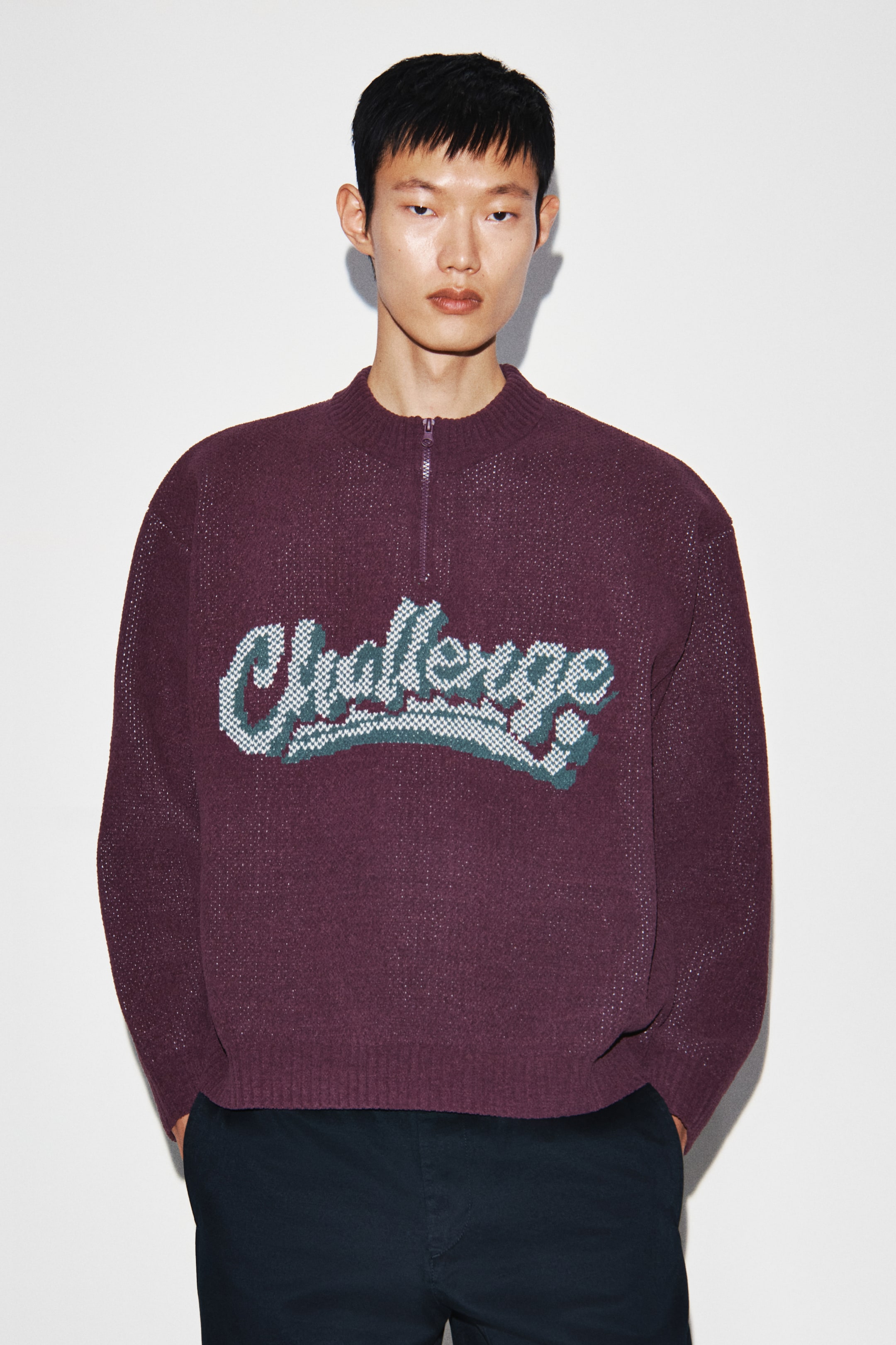 이미지 확대 보기: 스웨터 레귤러핏 - 다크 퍼플/Challenge - Men | H&M KR 3