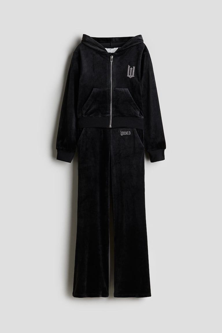2-piece velour set Black/Wicked Kids H&M IN