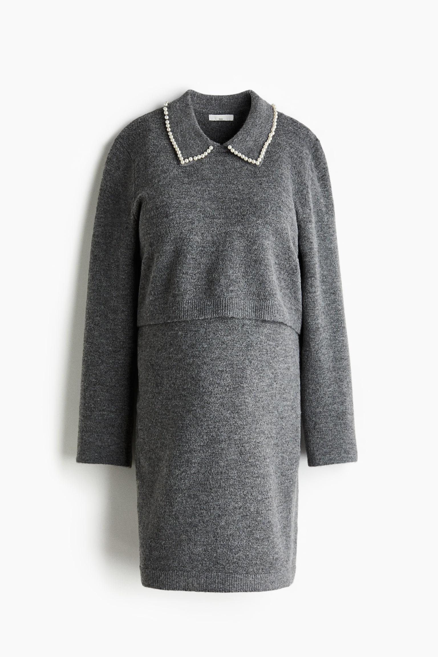 MAMA Ensemble 2 pièces en maille - Gris foncé chiné/Blanc