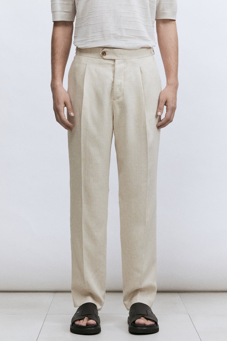 Pantaloni da completo in misto lino Regular Fit