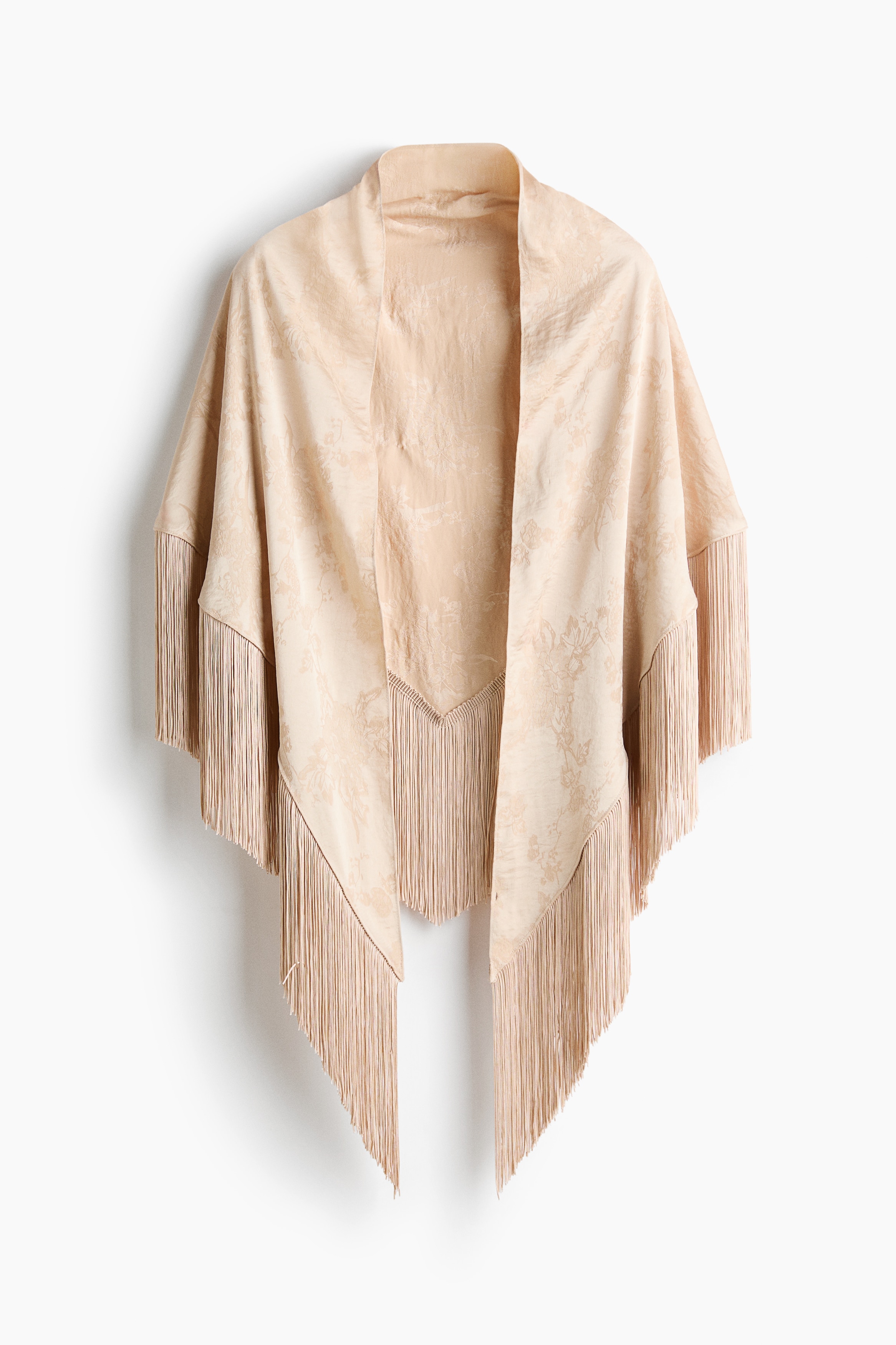 Large Jacquard-Weave Scarf - Light beige