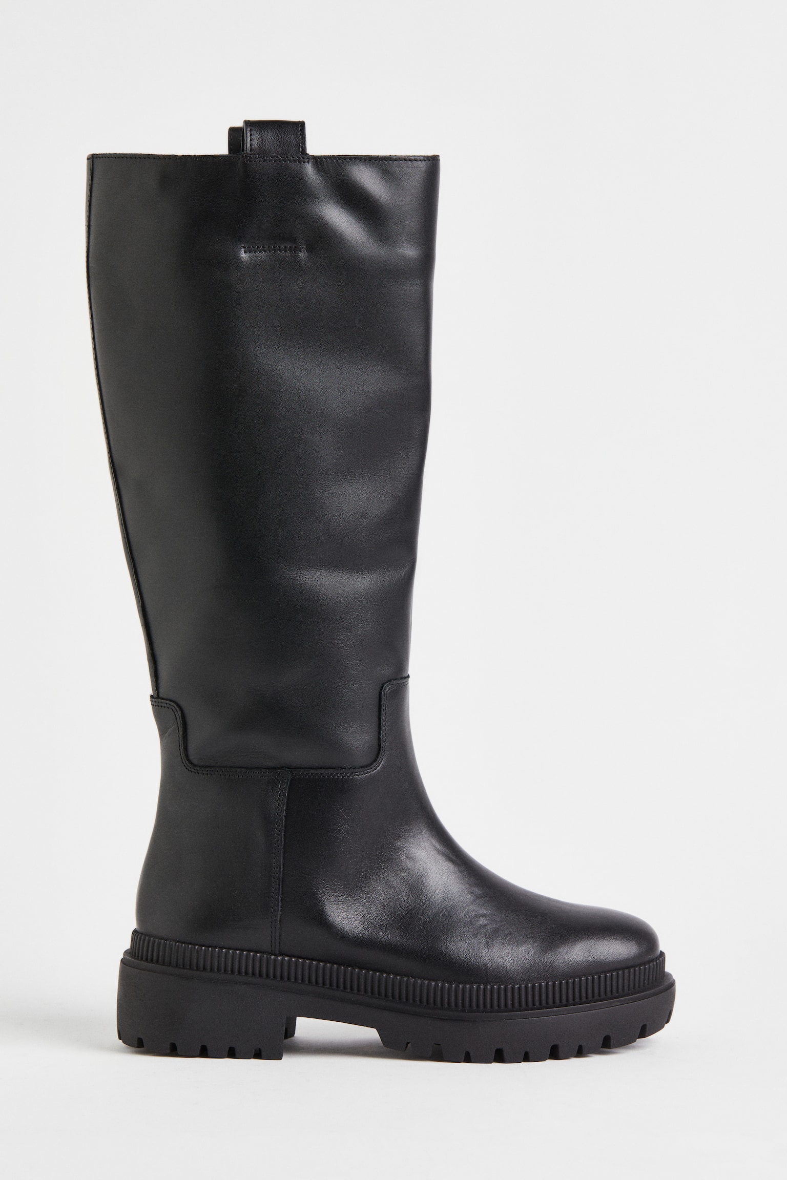 Leather knee-high boots - Black/Light beige - 1