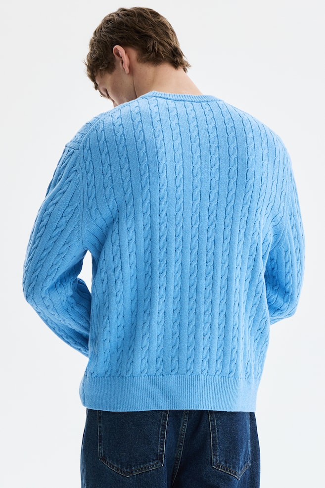 Regular-Fit Cable-Knit Sweater-Light blue - 5
