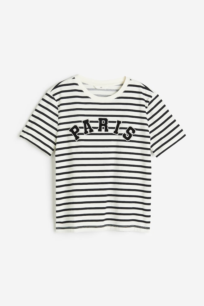 T-shirt med tryck - Svartrandig/Paris/Ljus gråmelerad/New York/Vit/New York City - 2