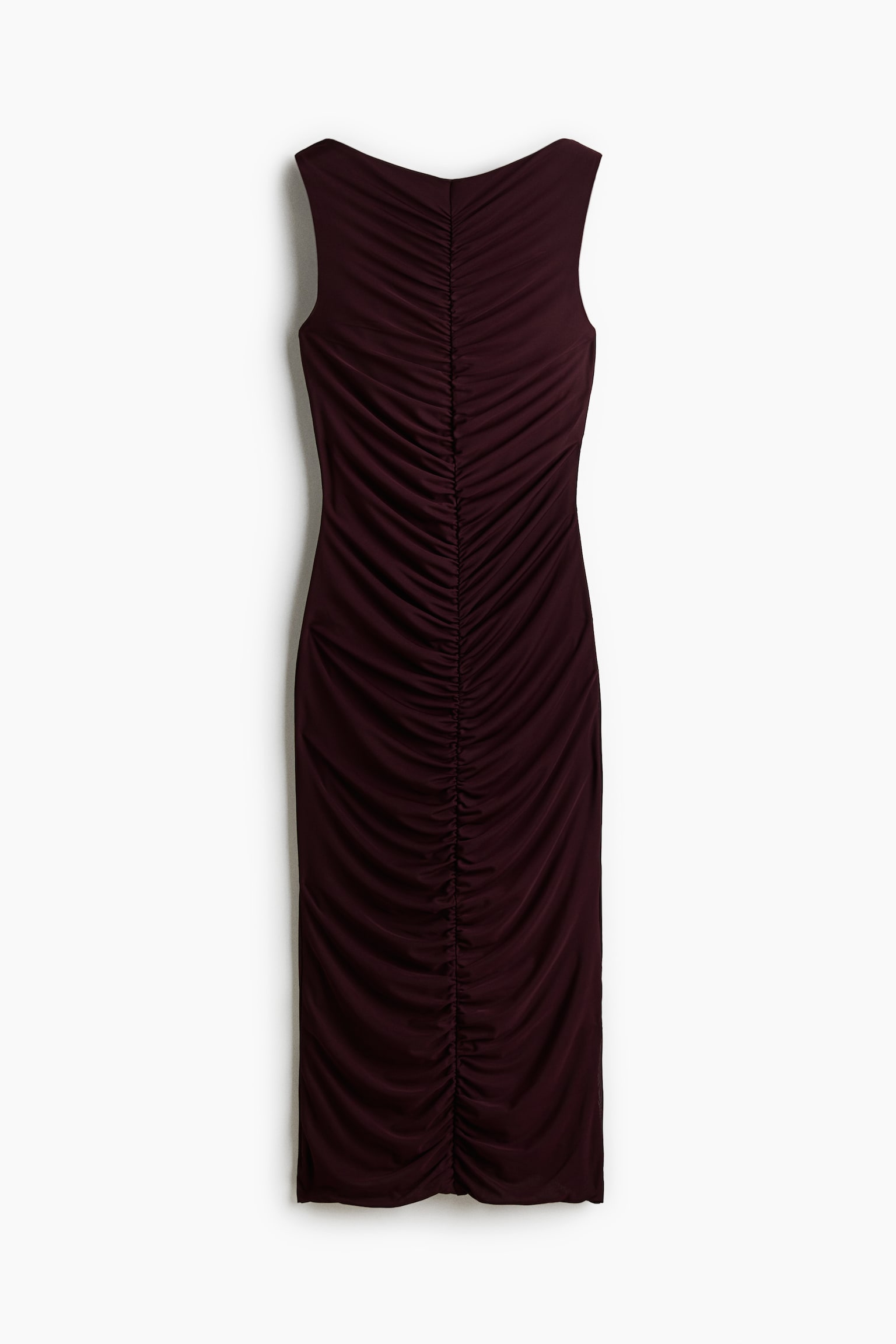Ruched Bodycon Dress - Burgundy