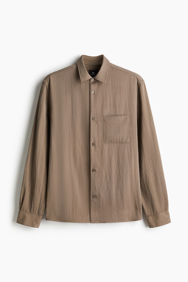 Loose Fit Satin shirt - Dark beige - 1