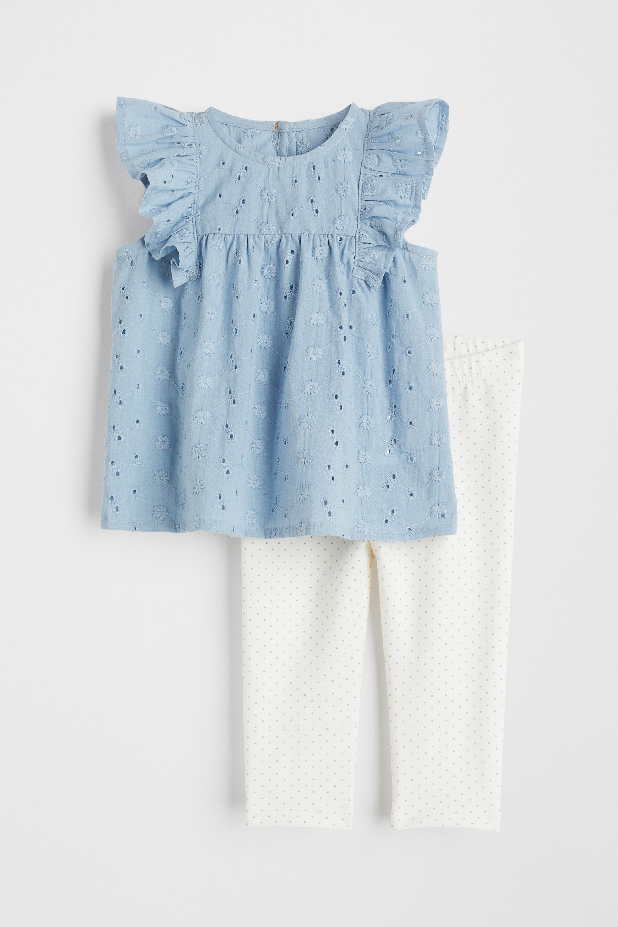 View larger image: 2-piece cotton set - Light blue/Spotted - Kids | H&M IN 1