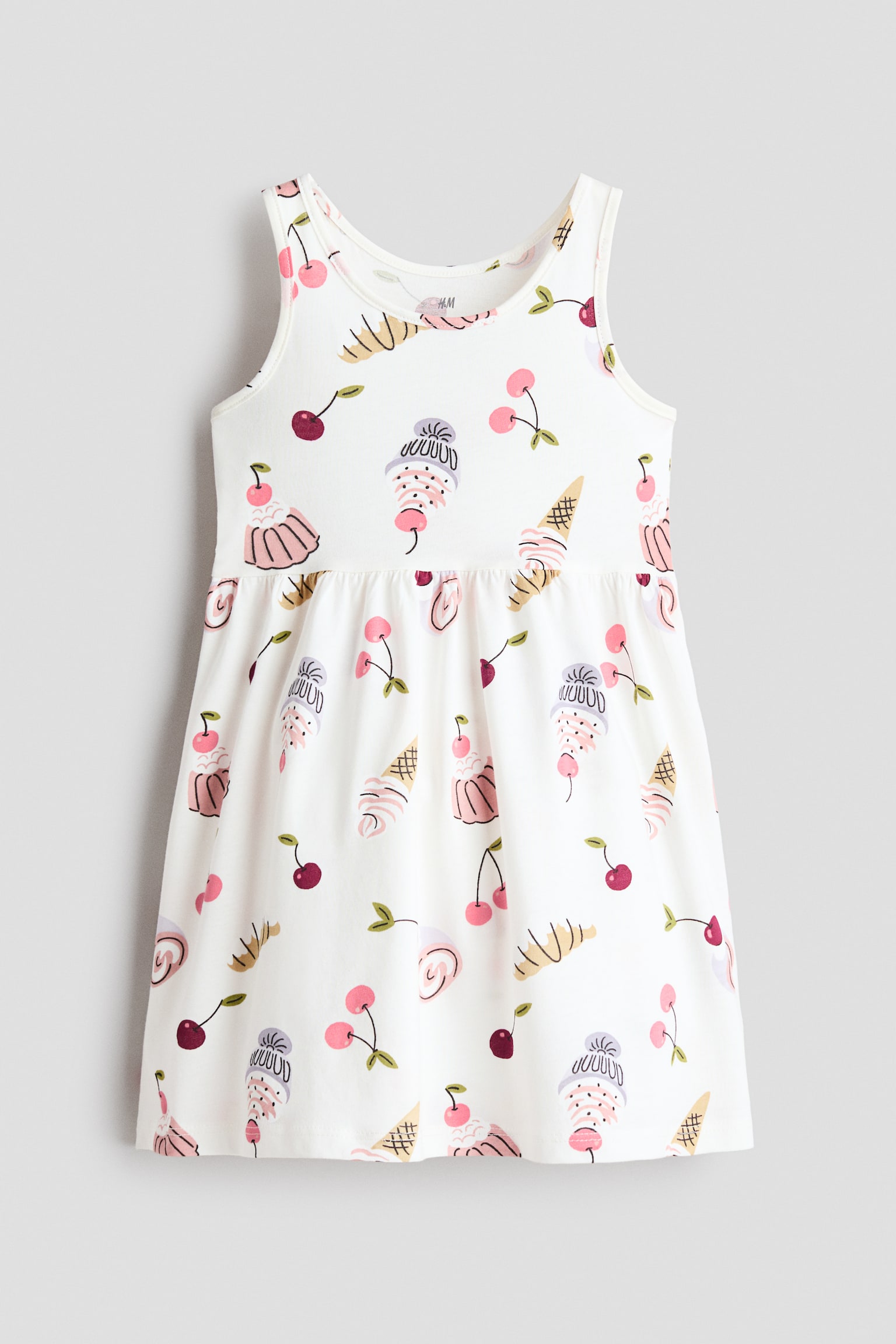 Printed Cotton Dress - White/ice cream/Dusty pink/floral/Pale purple/Unicorns