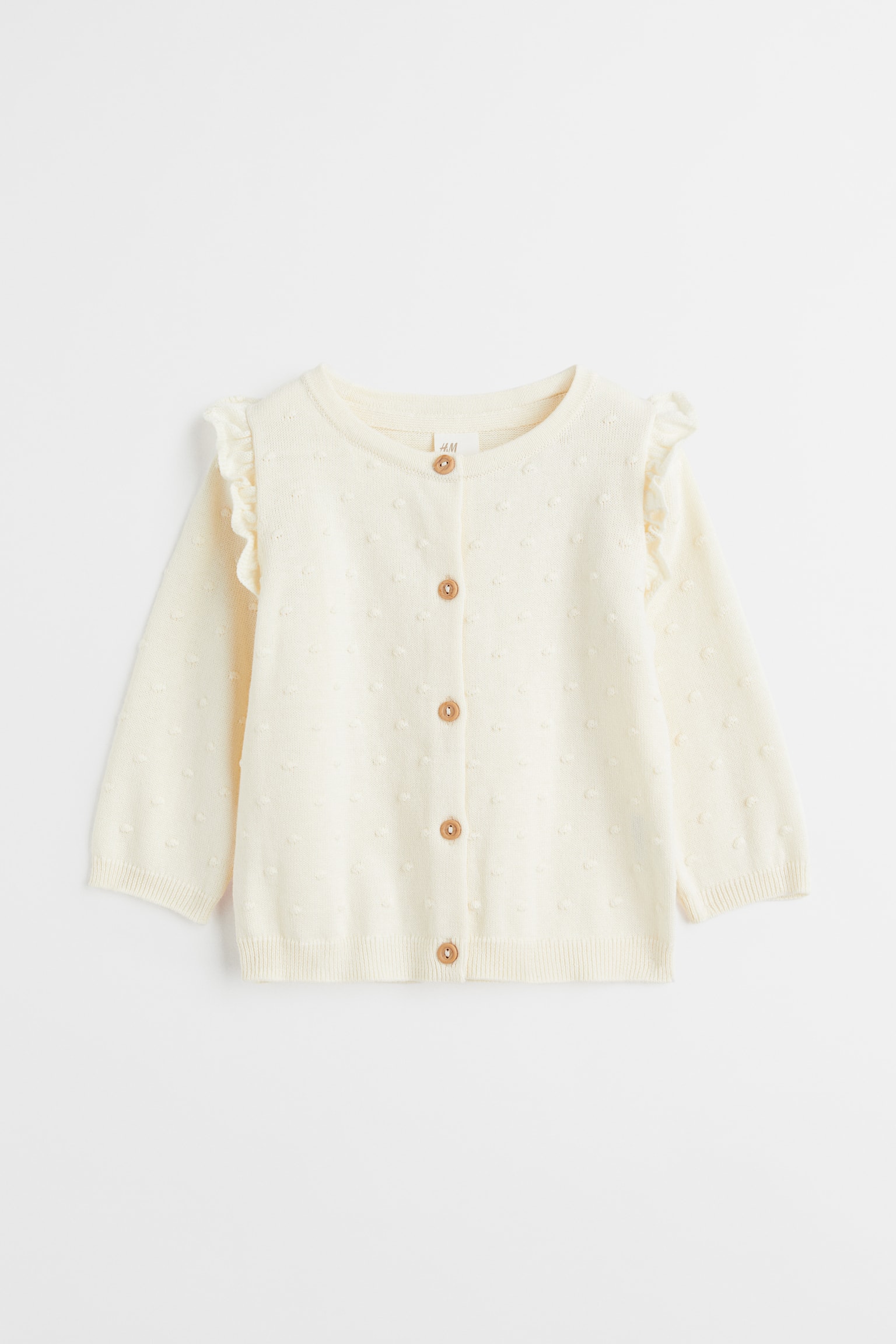 Textured Knit Cardigan - Cream - 1