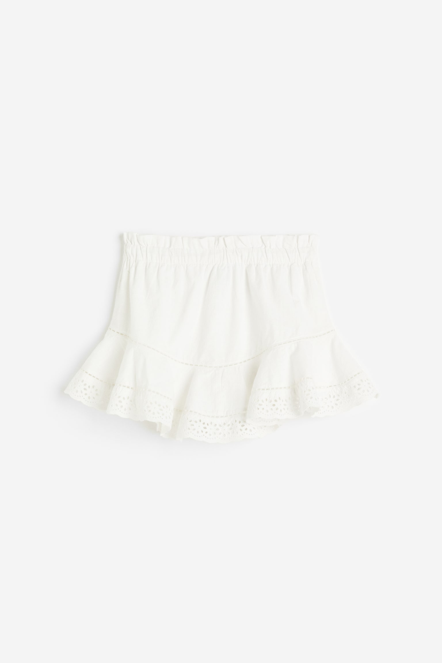 Broderie anglaise paper bag skirt - Cream/Red - 2