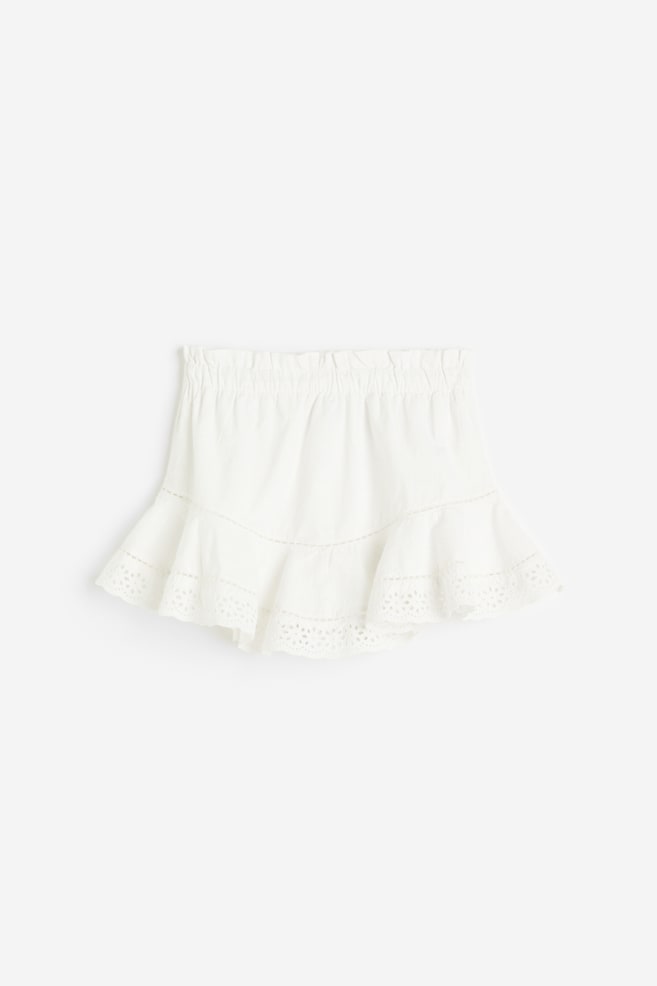 Broderie anglaise paper bag skirt - Cream - 1