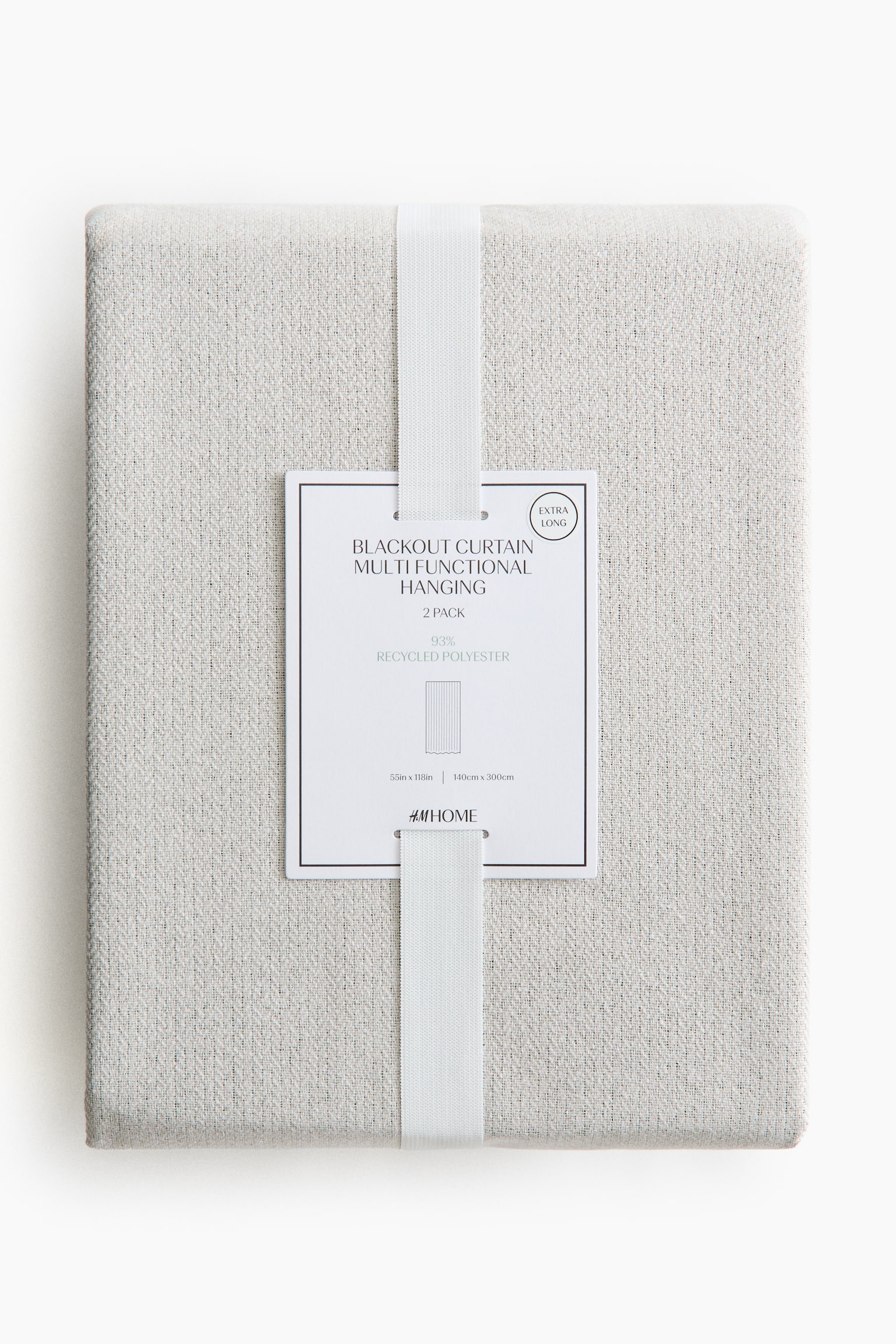 2-pack extra-long blackout curtain lengths - Light grey/Beige marl/Khaki green - 4