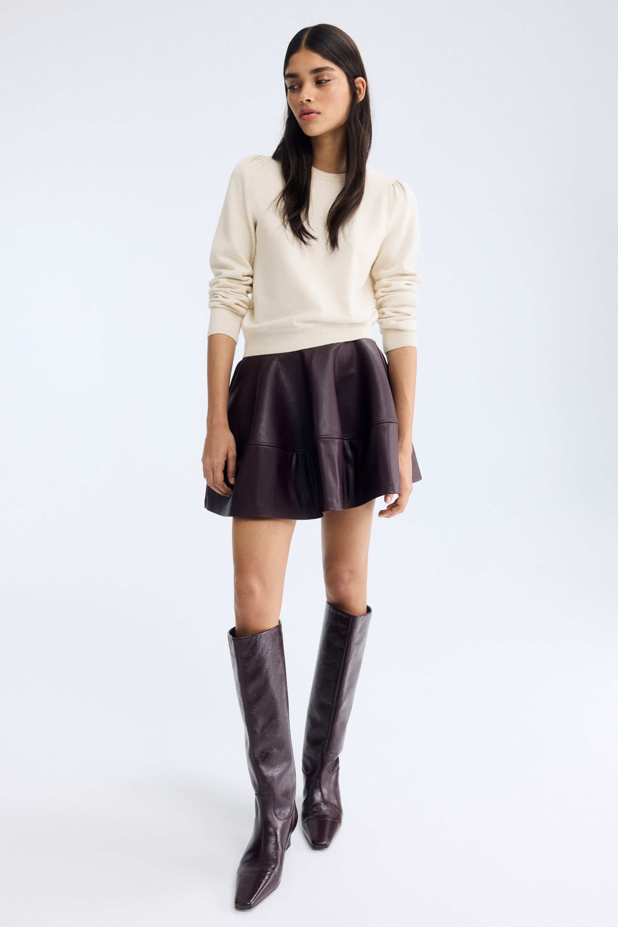 Ampliar la imagen: Suéter con mangas abombadas - Beige claro - Ladies | H&M MX 1