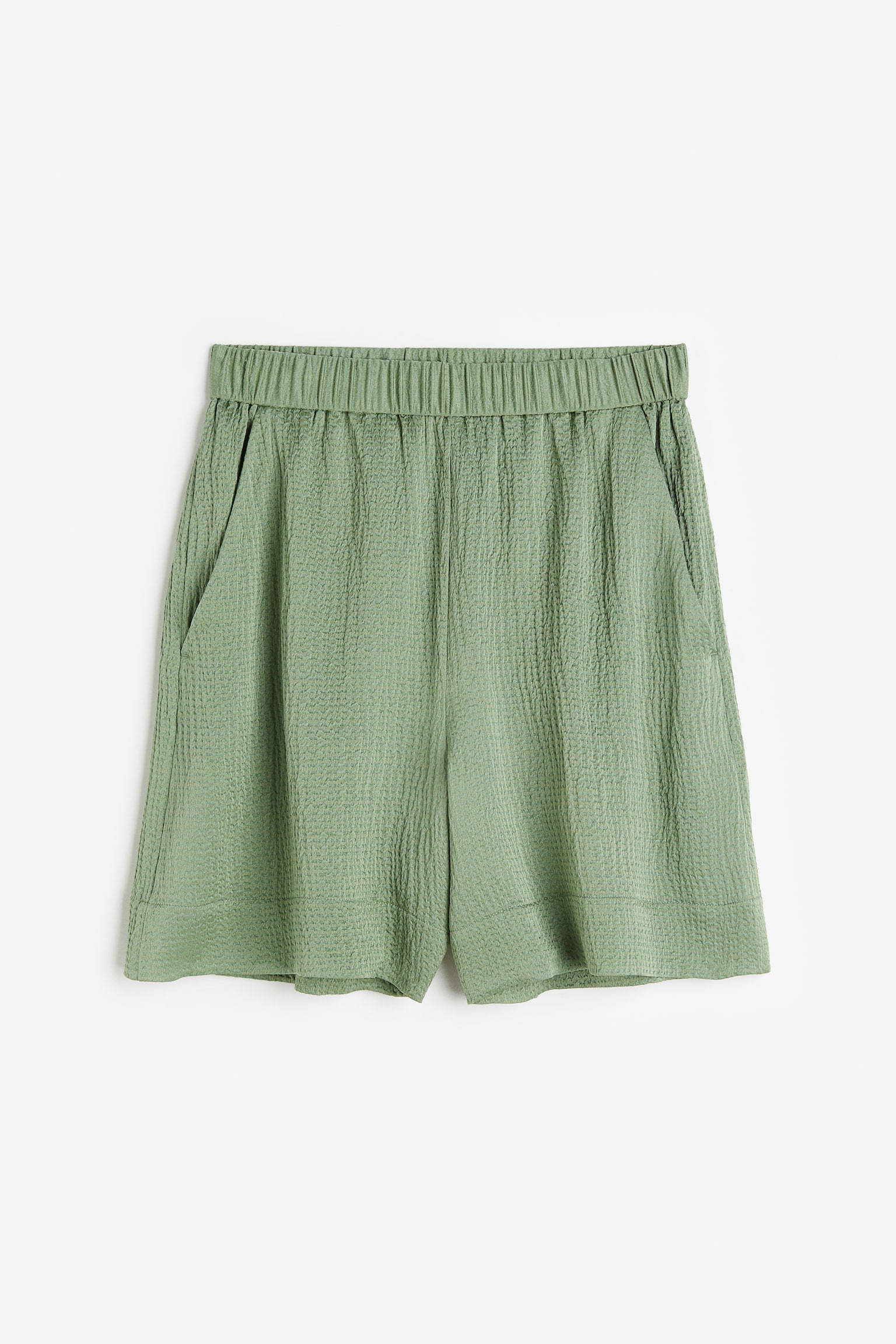 Silk Blend Shorts - Green/Black - 1