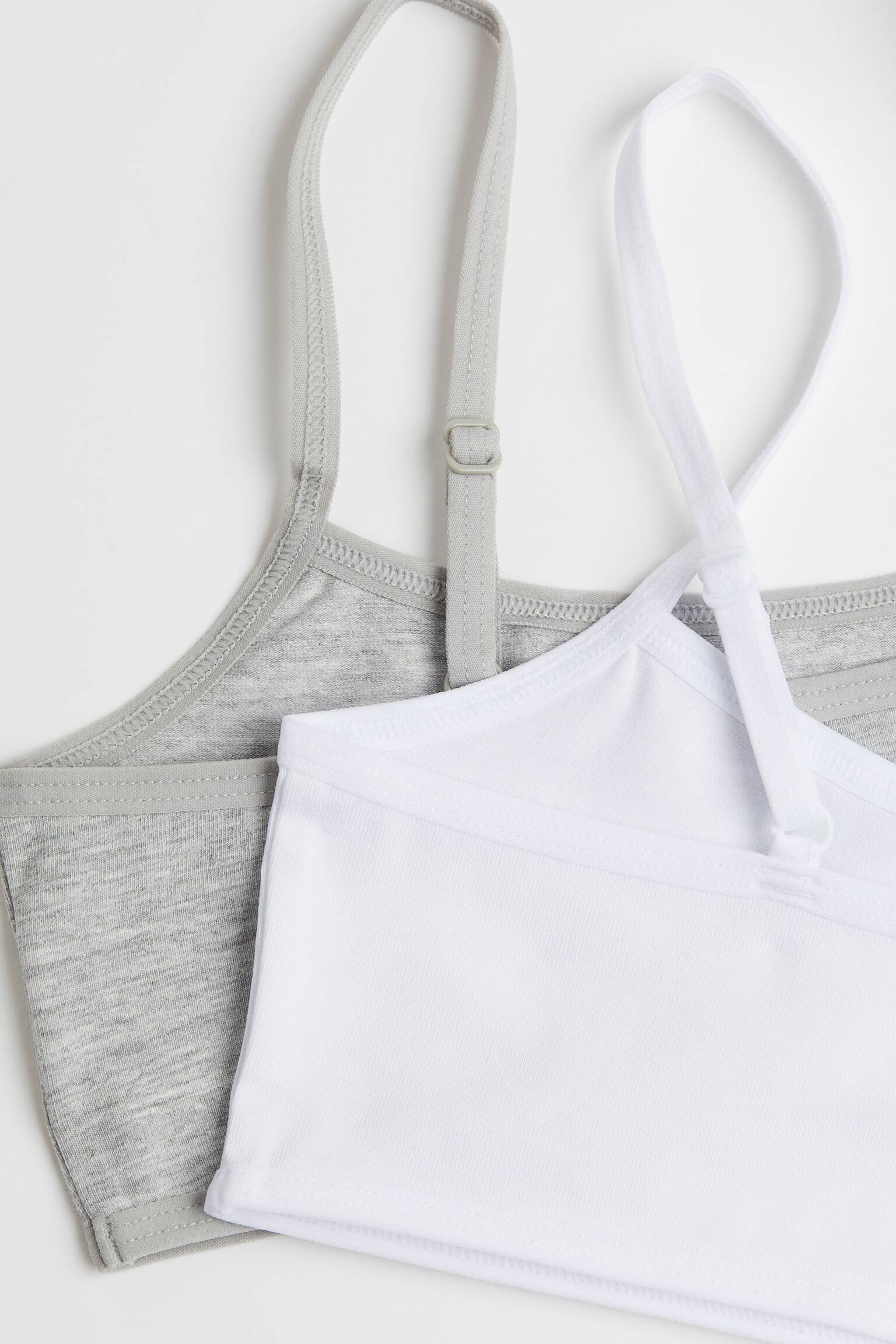 2-pack Jersey Tops - Light grey marle/White - 2