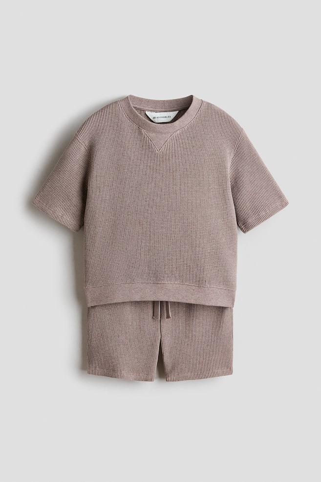 Zweiteiler aus Baumwolle mit Waffelstruktur - Beige - 1