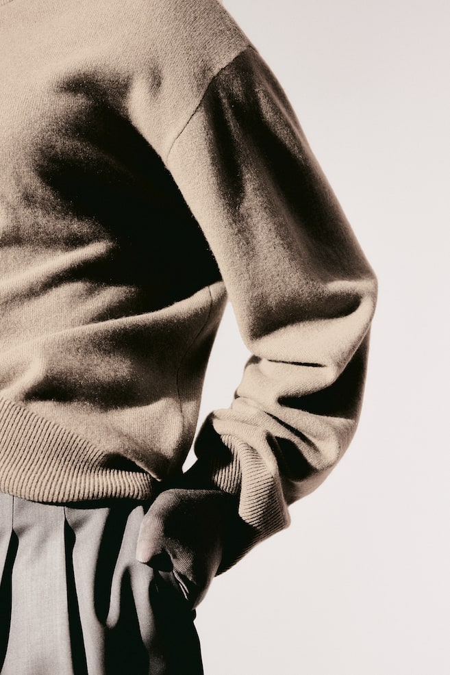 Pullover oversize in cashmere - Beige scuro/Greige/Blu navy - 6