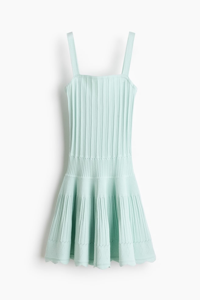 Robe en maille avec jupe évasée - Turquoise clair - 1