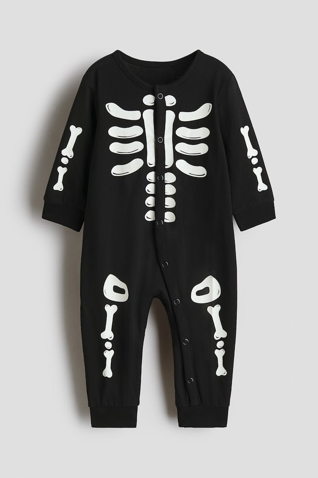 Patterned sleepsuit - Black/Skeleton/Navy blue/Christmas/Green/Christmas/Light beige/Bears/Red/Christmas/Dark grey/Ghosts/White/Hearts/Light beige/Puppies/Light pink/Hearts/Light dusty pink/Floral - 1