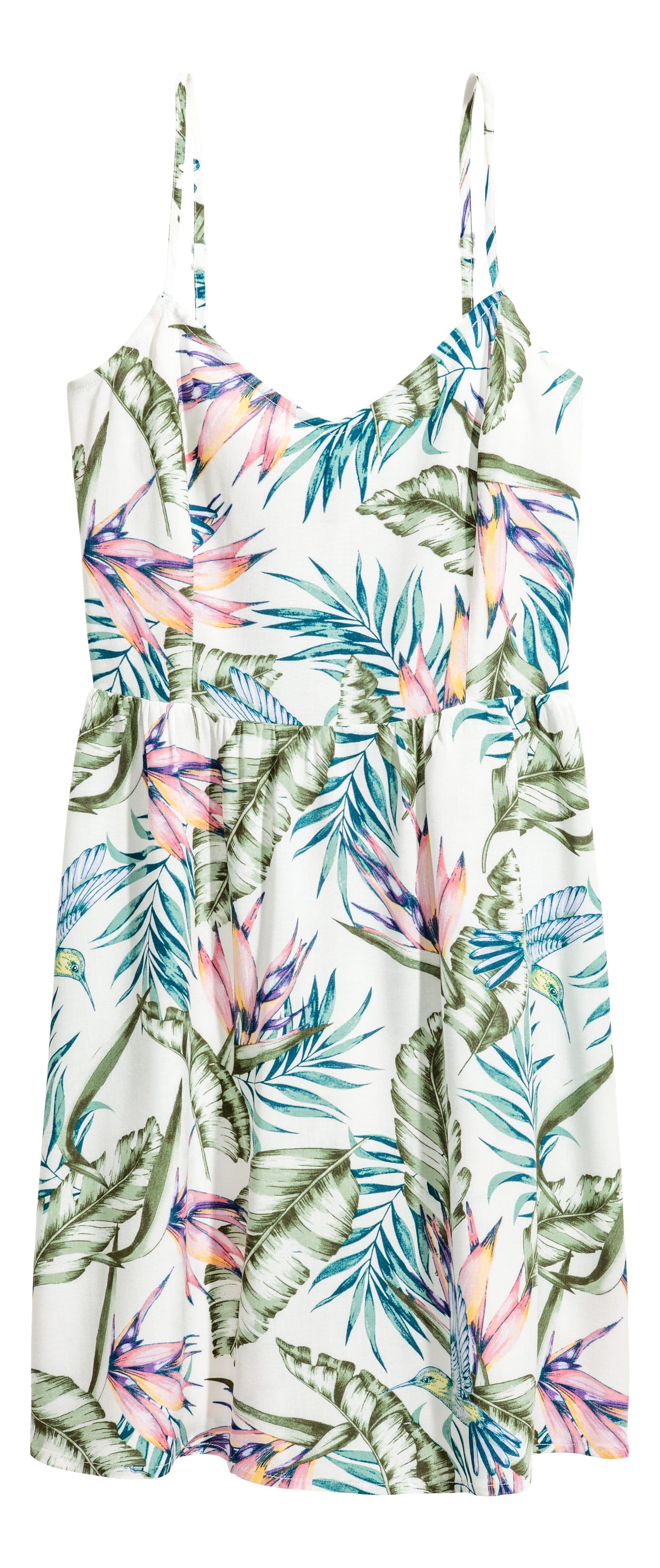 Büyük resmi görüntüle: Kısa Elbise - Beyaz/Yapraklar - KADIN | H&M TR 1