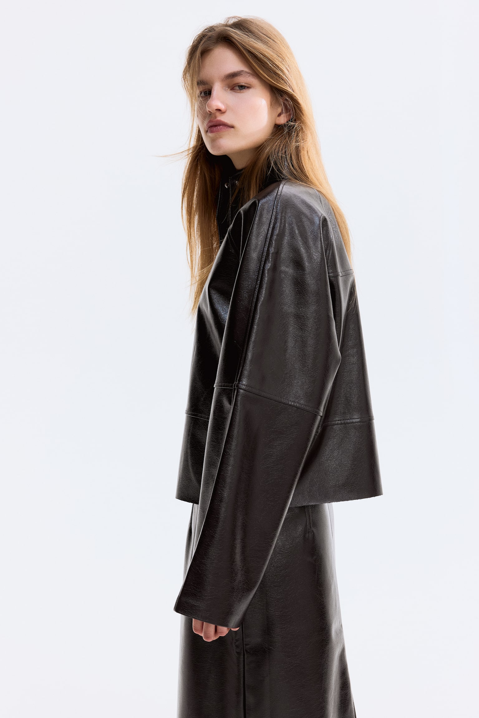 Coated jacket - Dark brown - 1