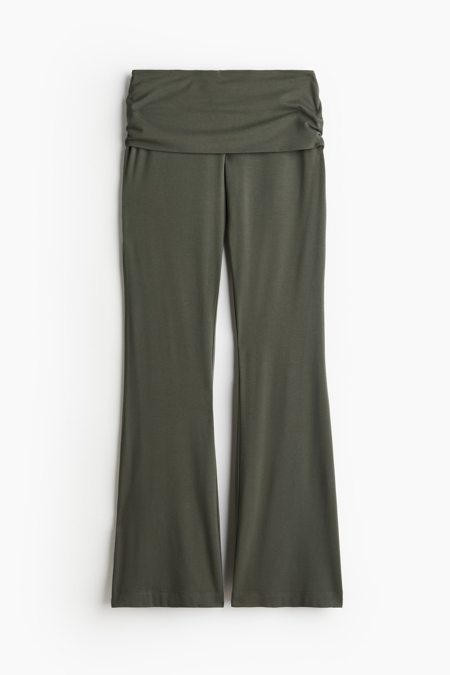 Flared jersey trousers - Dark khaki green/Light grey marl - 2