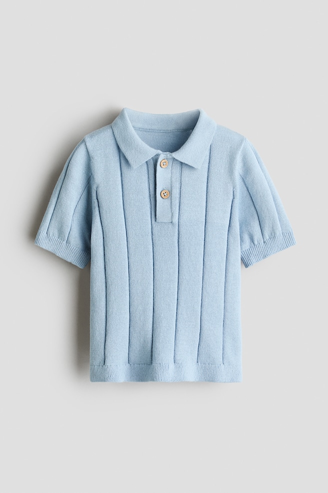 Knit Polo Shirt - Light blue/Cream/Cream/Light blue - 1