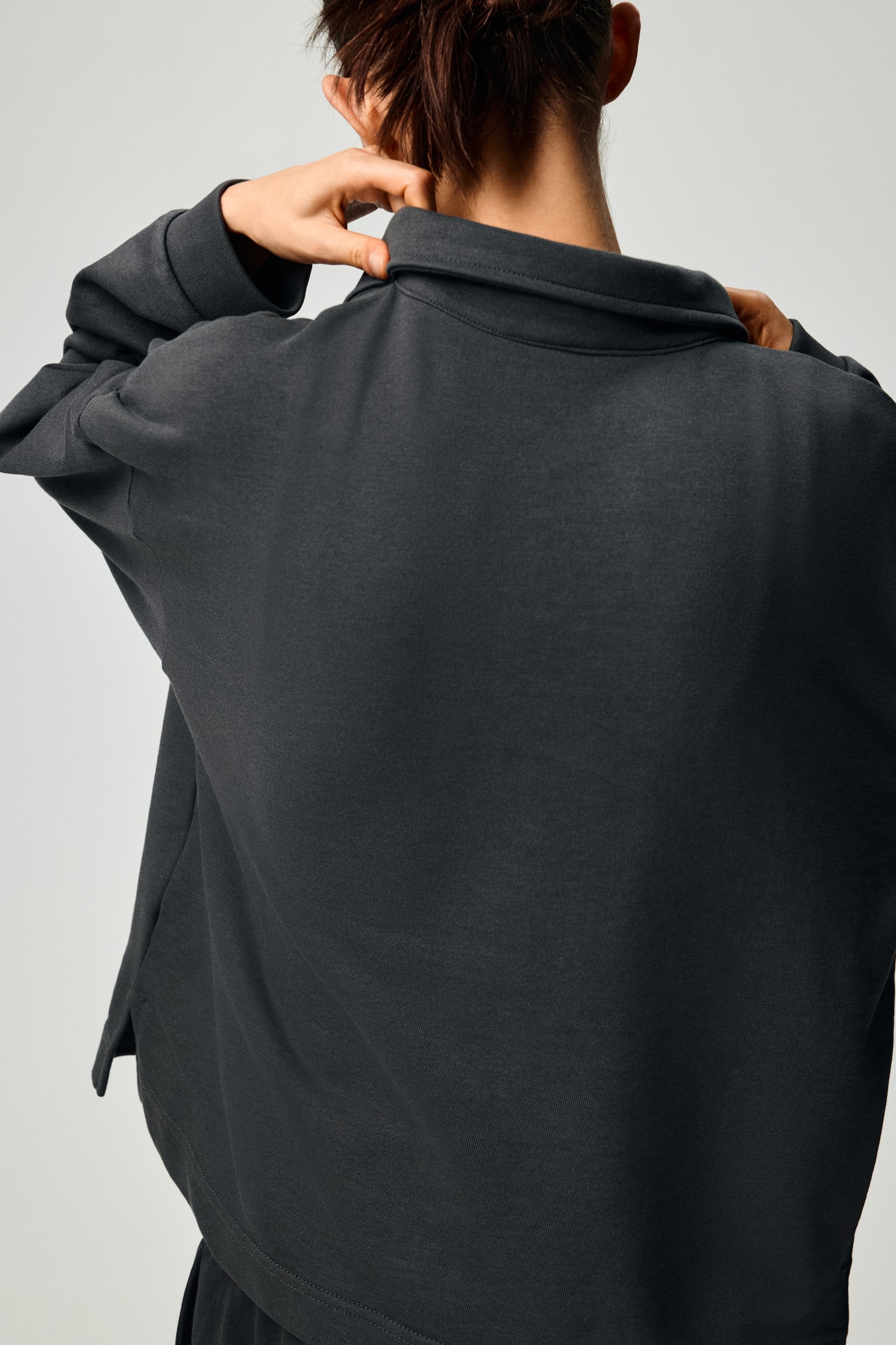 Collared sweatshirt - Dark grey/Dark dusty pink/Light grey marl/Dark brown - 4