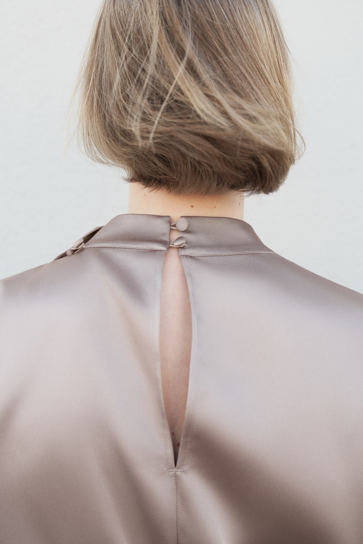 Shawl-Detail Satin Blouse - image 3
