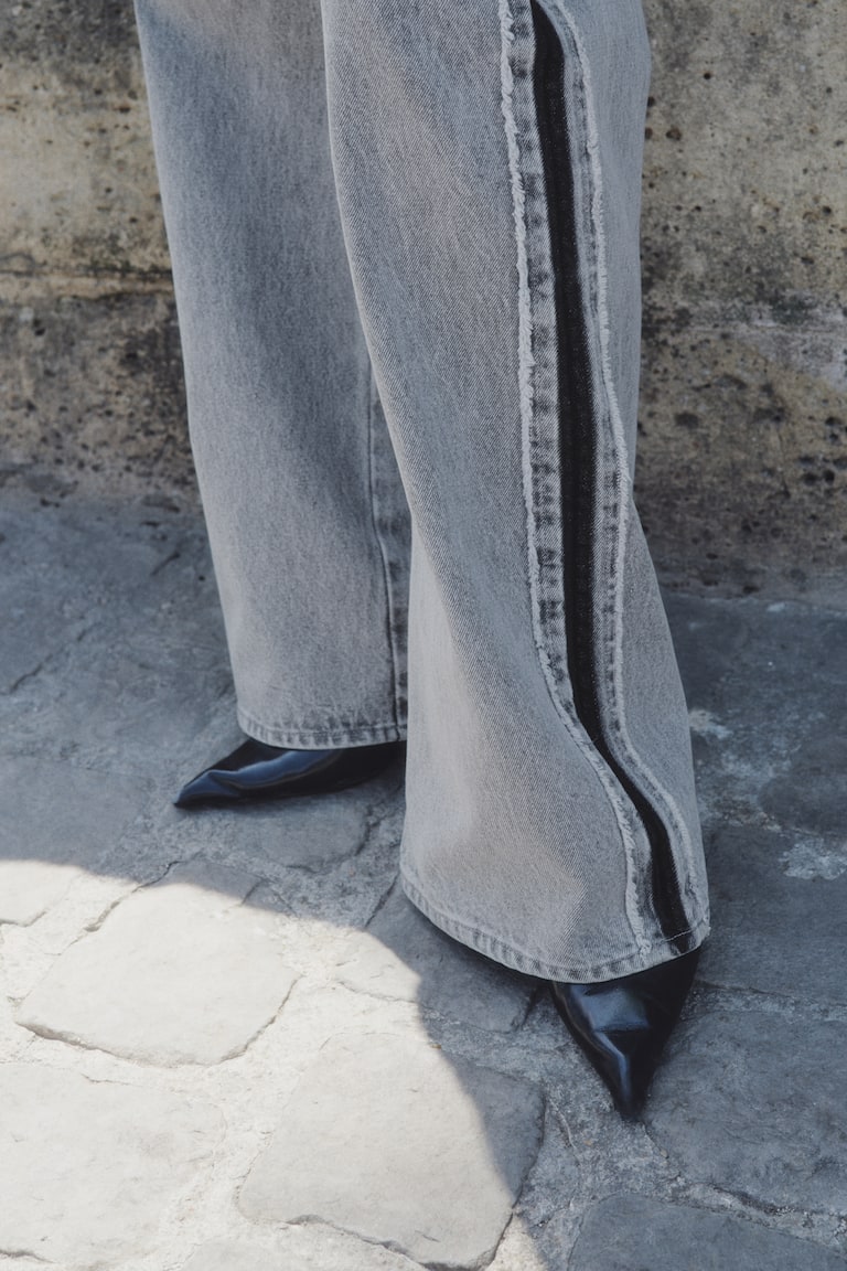 Jeans con bande laterali Grigio denim DONNA H&M IT