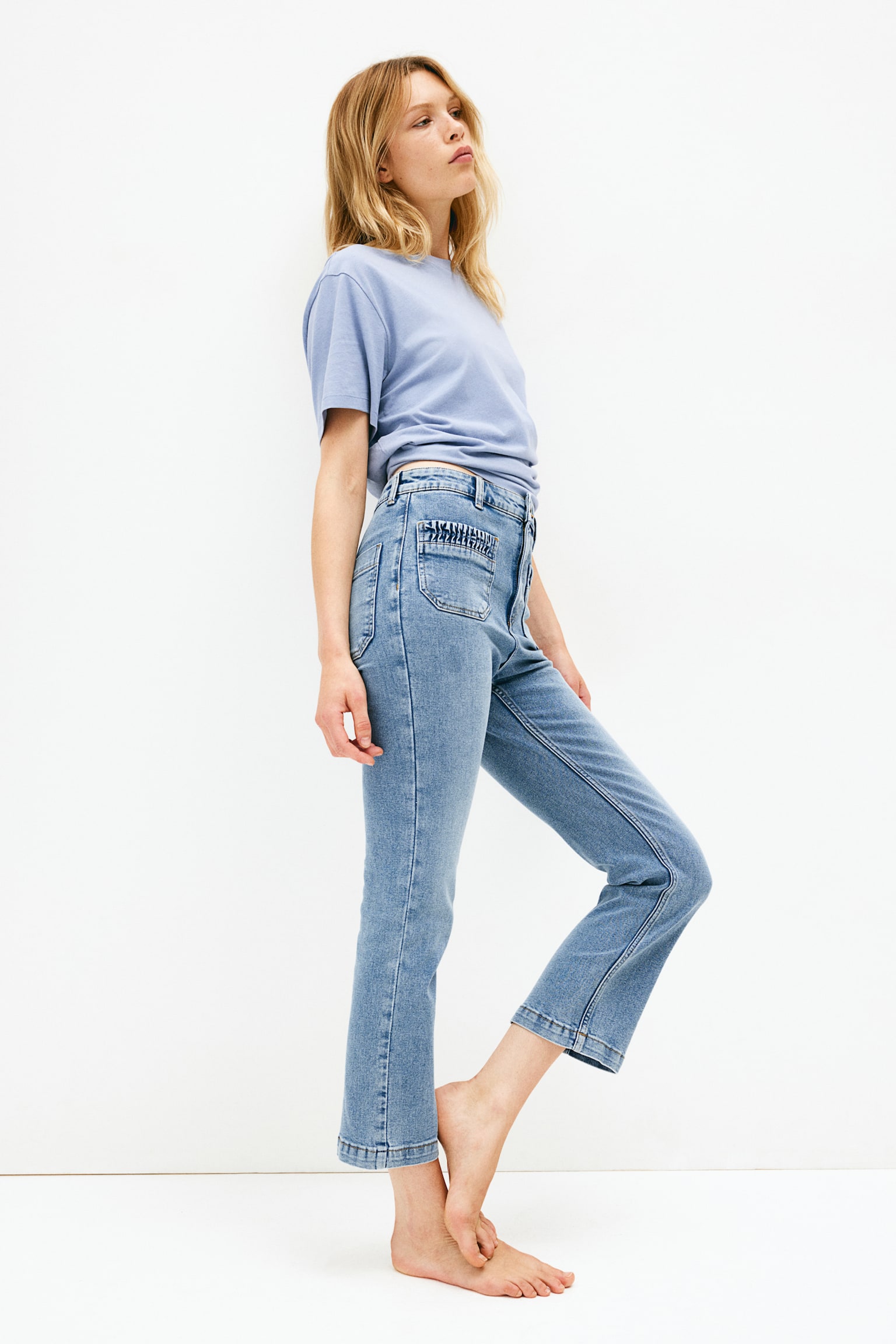 Cropped Jeans - Denim blue/Light denim blue - 3